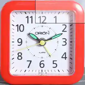 Leo White & Red Hard Plastic Square Shaped Table Alarm Clock